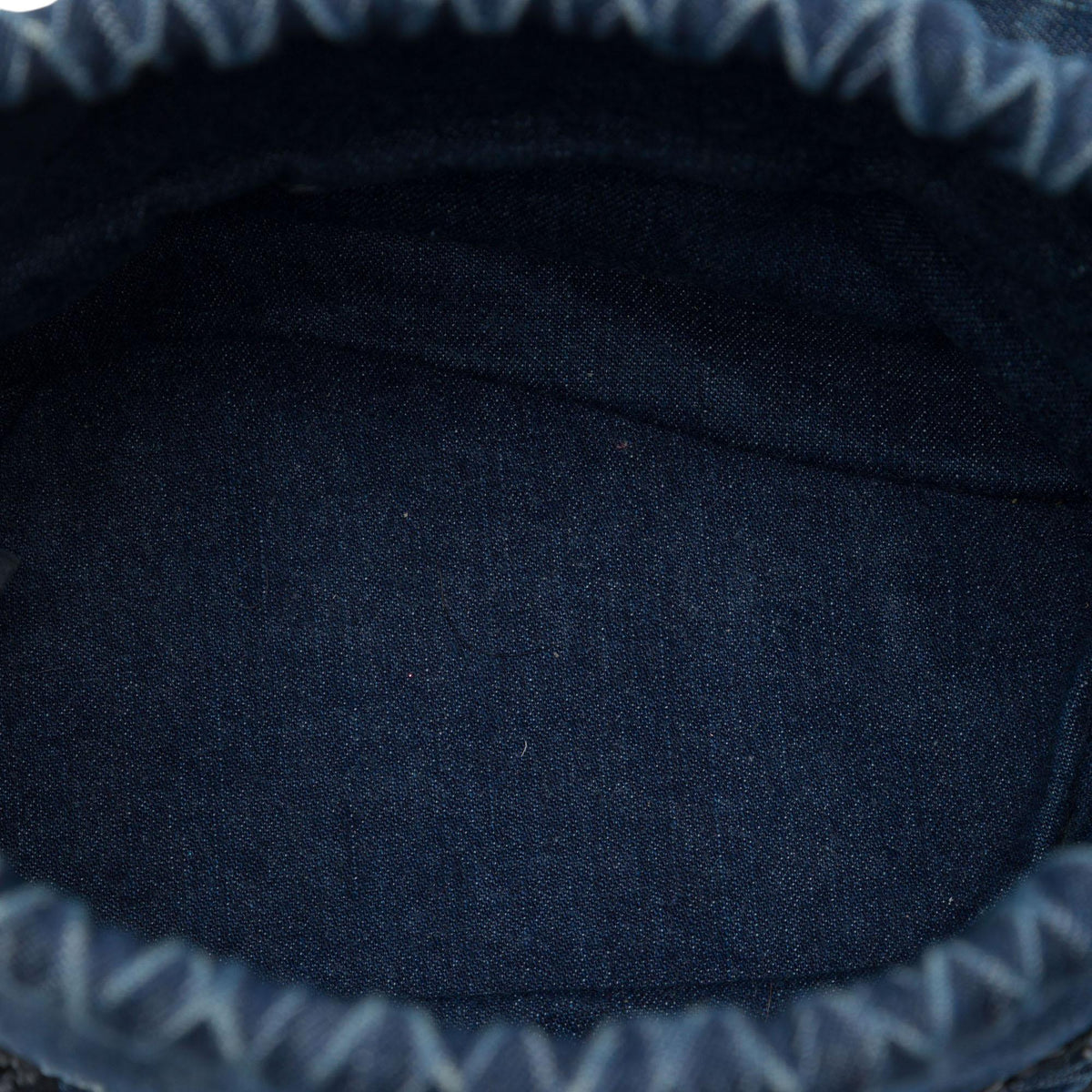 Chanel CC Woven Denim and Raffia Drawstring Bucket Bag