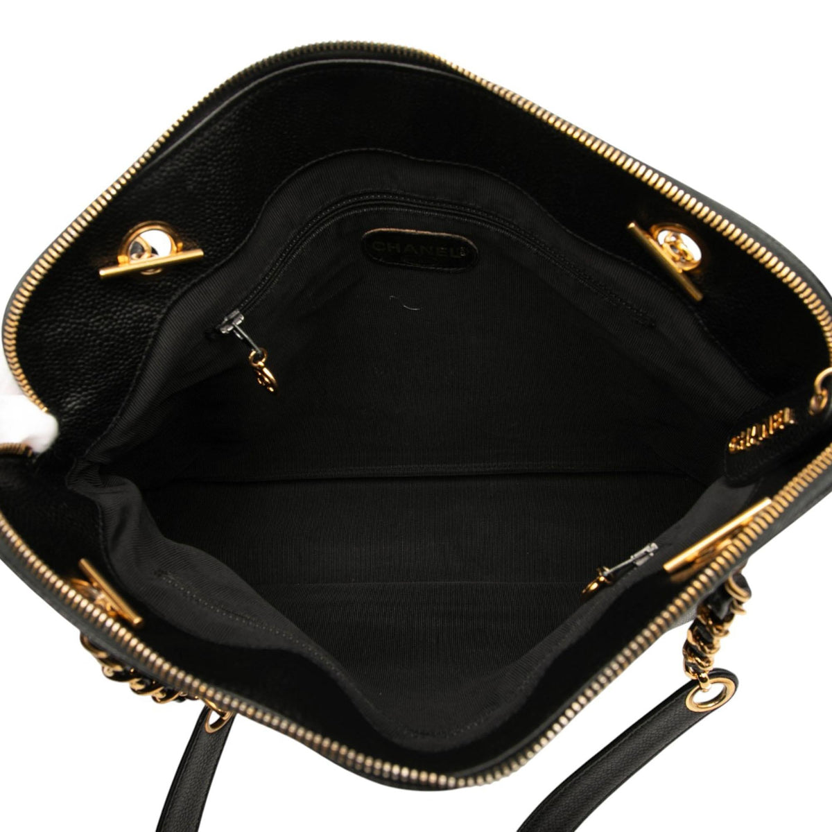Chanel Caviar Logo Chain Shoulder Bag