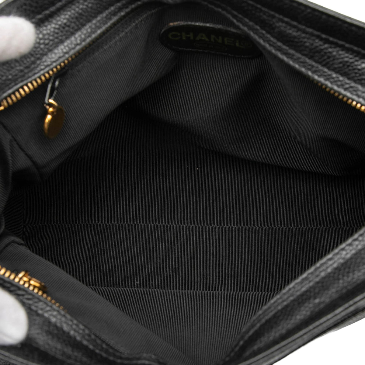 Chanel Caviar Logo Chain Shoulder Bag