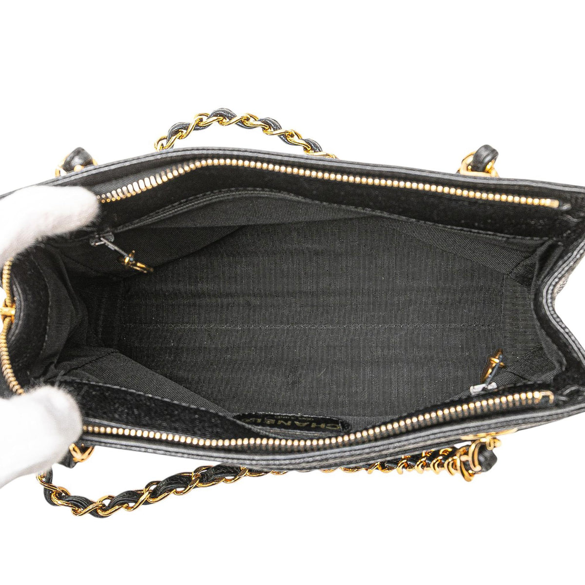 Chanel Caviar Logo Chain Tote