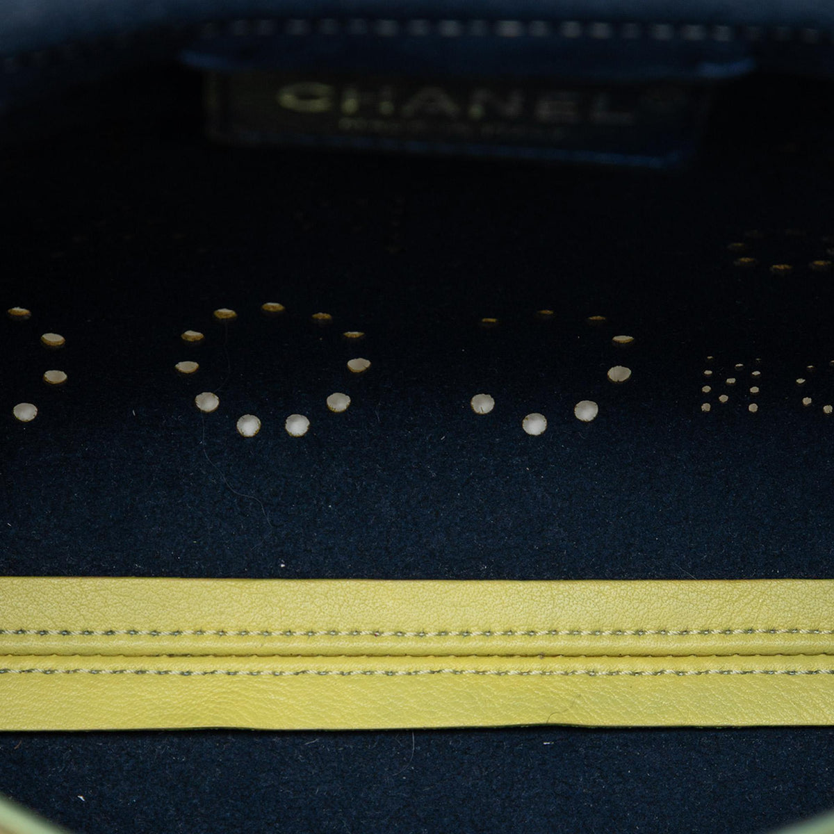 Chanel Perforated Calfskin Logo Eyelet Flap