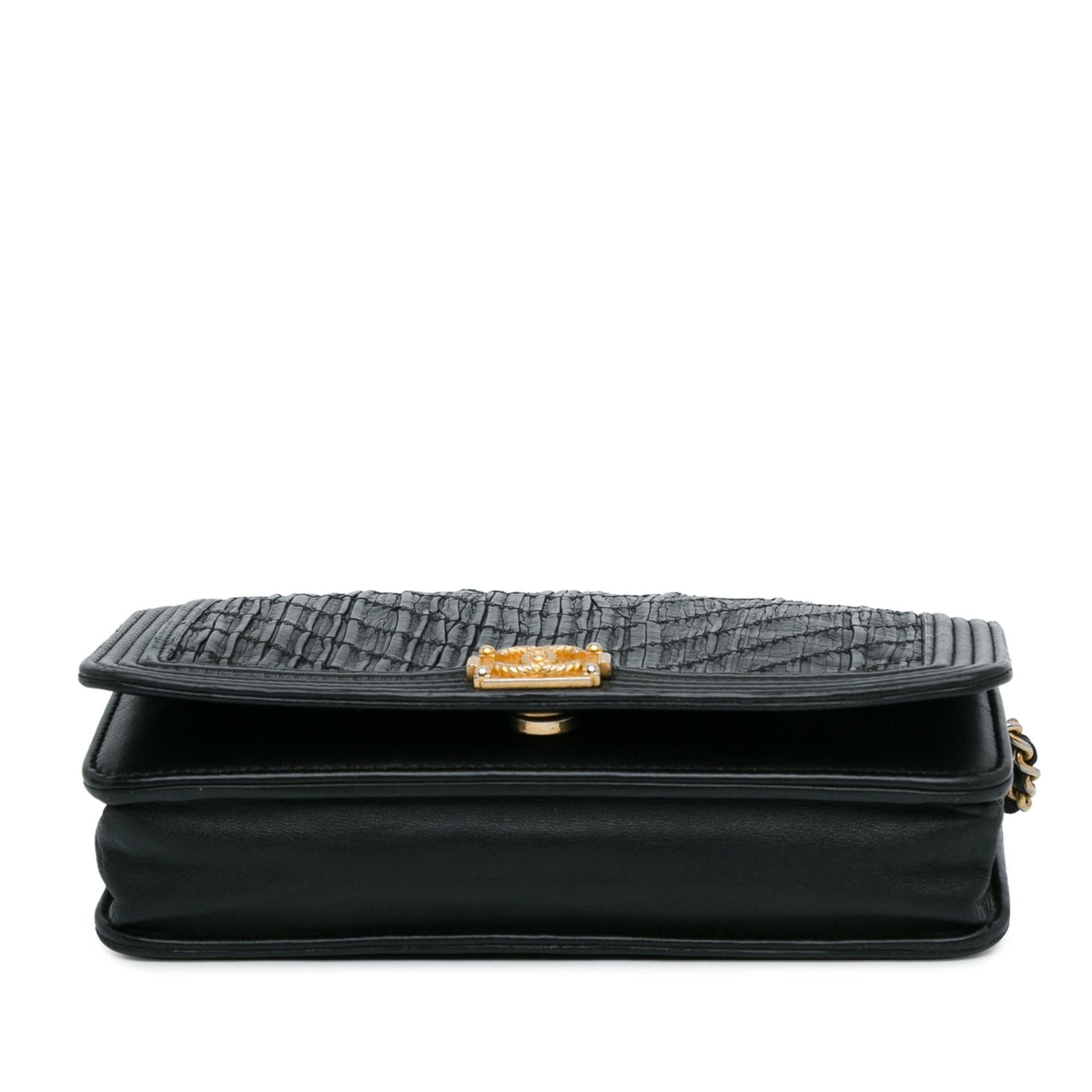 Chanel Pleated Crumpled Chevron Le Boy Wallet On Chain