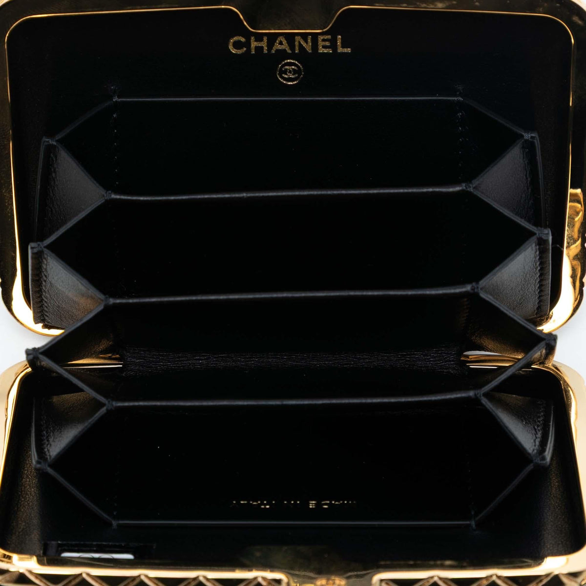 Chanel Small Glazed Goatskin Box With Chain