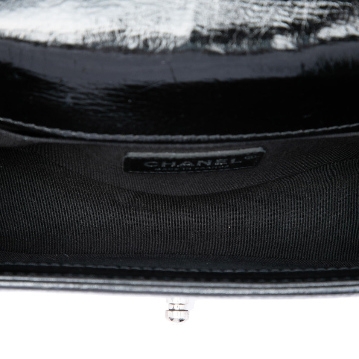 Chanel Small Quilted Crinkled Patent Boy Flap