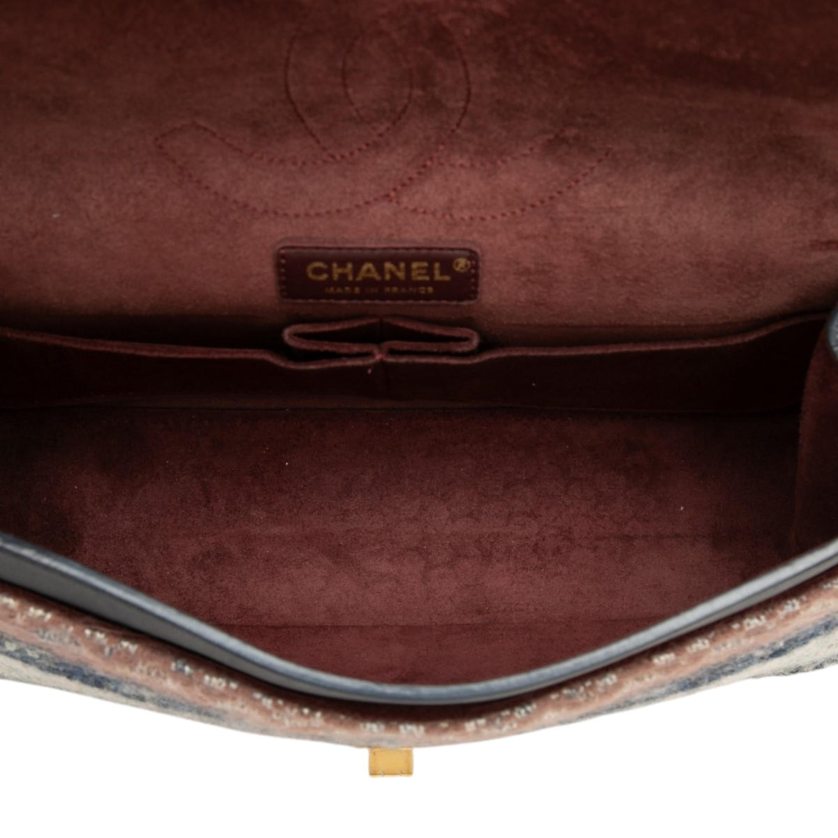 Chanel Smooth Calfskin and Knit Reissue 2.55 Medallion Nude Double Flap 226