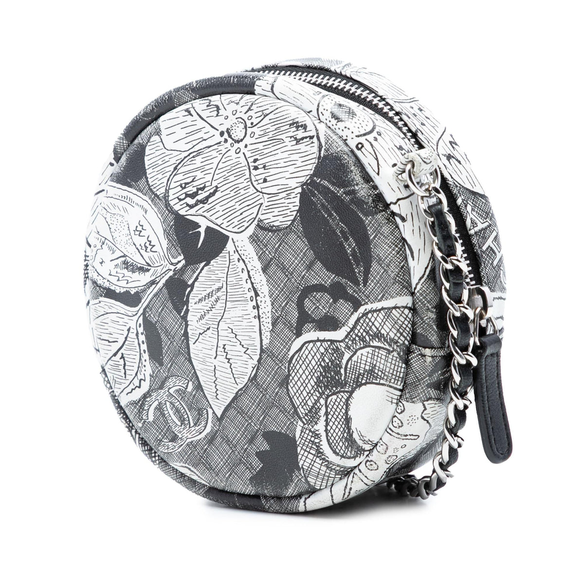 Chanel CC Calfskin Floral Round Clutch on Chain