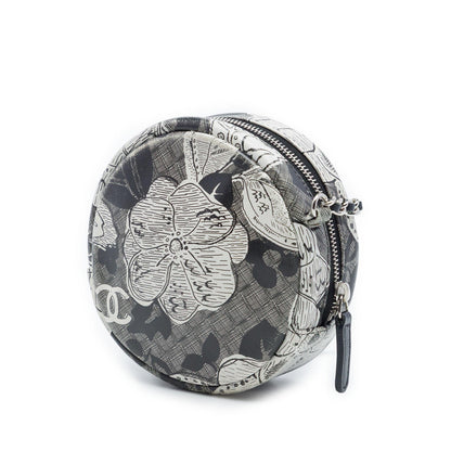 Chanel CC Calfskin Floral Round Clutch with Chain