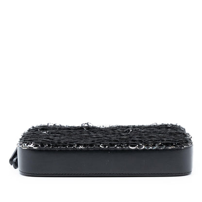 Chanel CC Calfskin and Sequin Double Zip Wallet on Chain