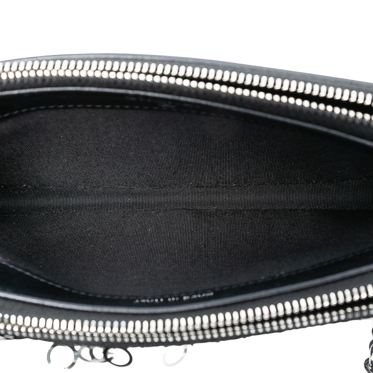 Chanel CC Calfskin and Sequin Double Zip Wallet on Chain