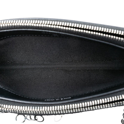 Chanel CC Calfskin and Sequin Double Zip Wallet on Chain