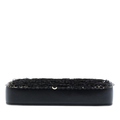 Chanel CC Calfskin and Sequin Double Zip Wallet on Chain