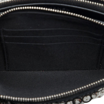Chanel CC Calfskin and Sequin Double Zip Wallet on Chain