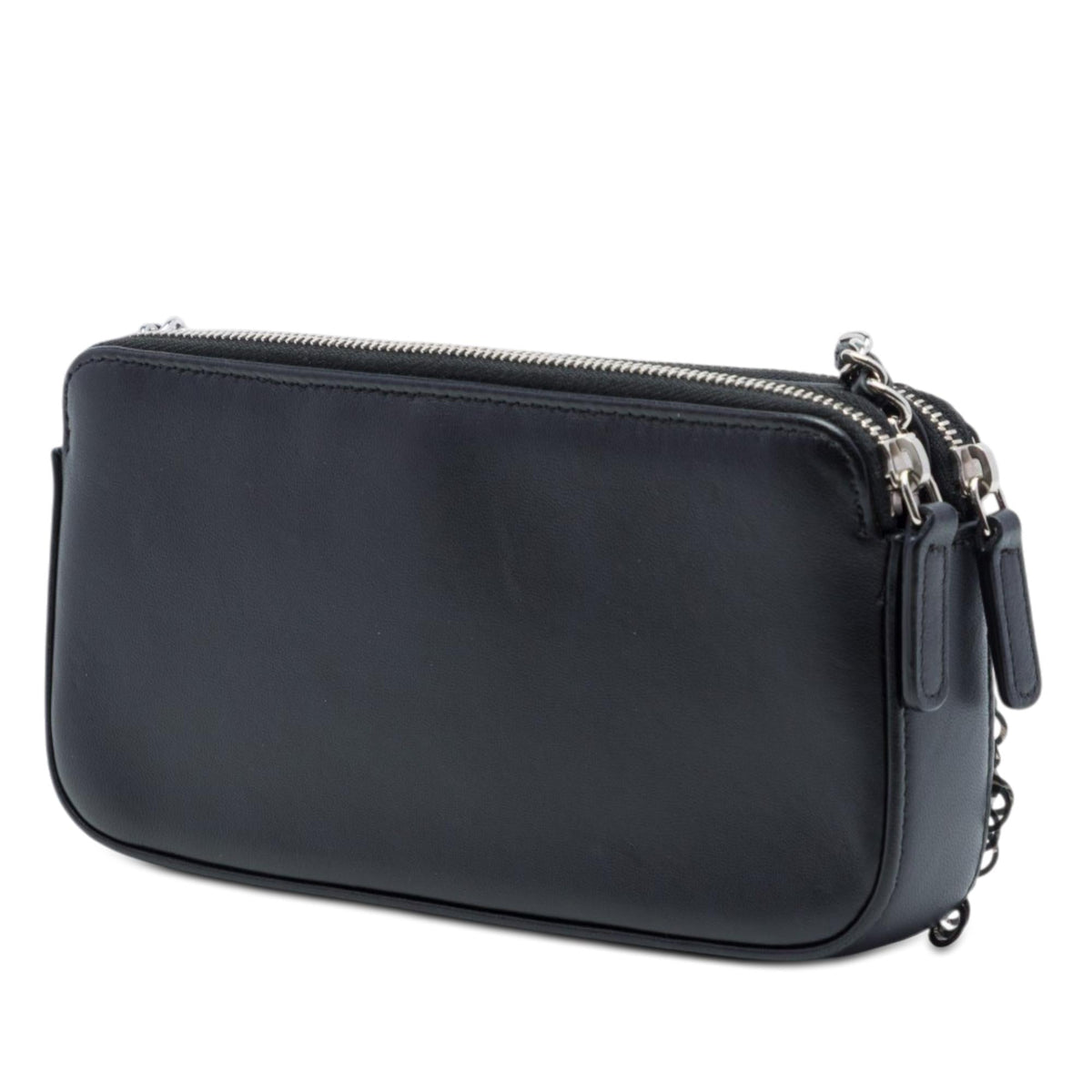 Chanel CC Calfskin and Sequin Double Zip Wallet on Chain