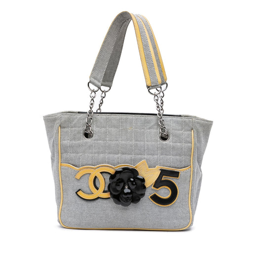 Chanel CC Camellia No. 5 Choco Bar Canvas Tote