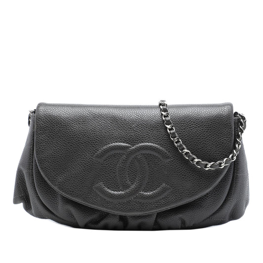 Chanel CC Caviar Half Moon Wallet on Chain