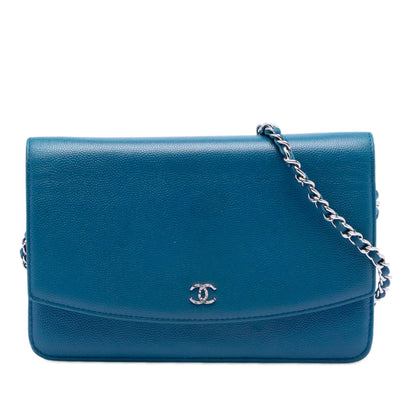 Chanel CC Caviar Sevruga Wallet On Chain