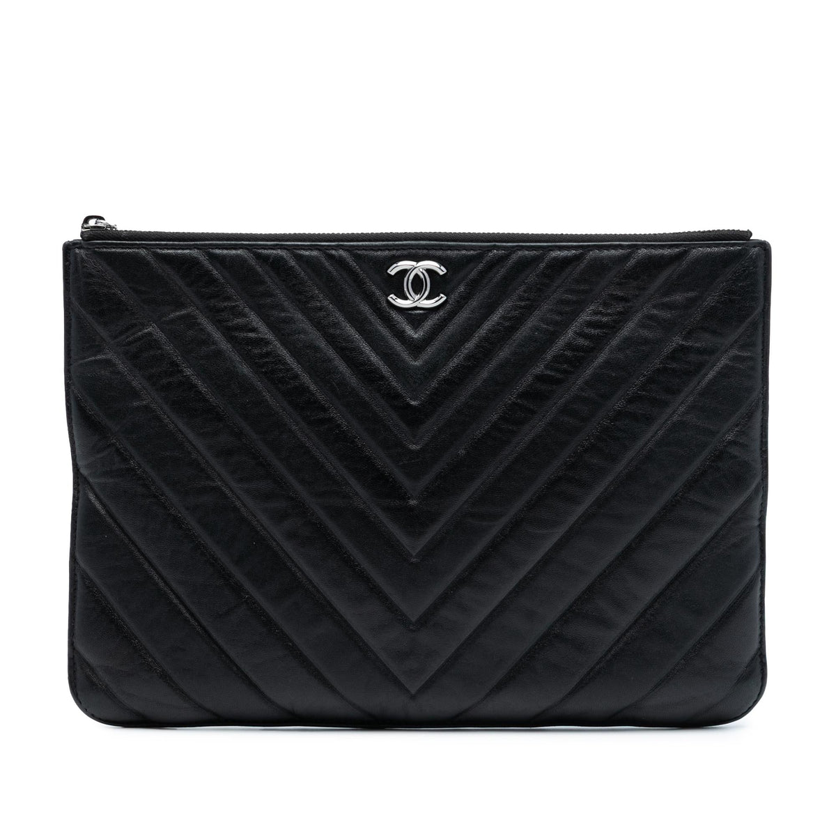 Chanel CC Chevron Calfskin Clutch