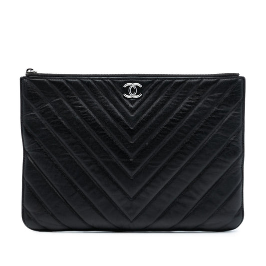 Chanel CC Chevron Calfskin Clutch