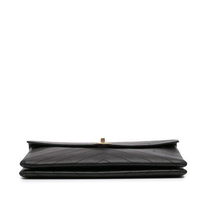 Chanel CC Chevron Calfskin Envelope Clutch