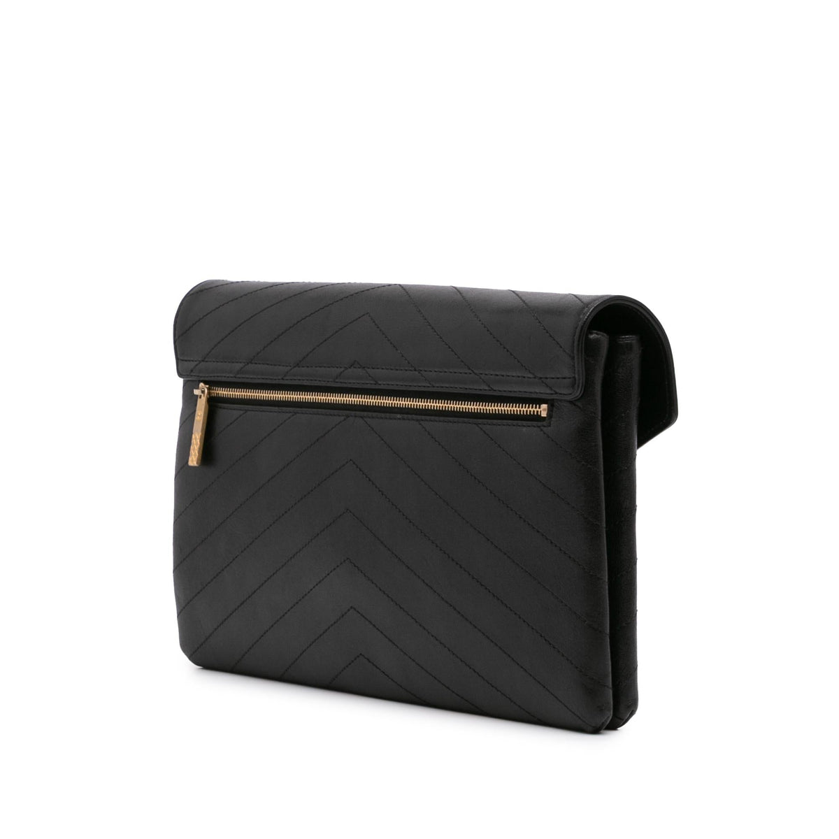 Chanel CC Chevron Calfskin Envelope Clutch