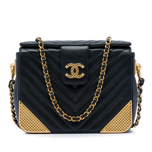 Chanel CC Chevron Calfskin Rock The Corners Minaudiere Bag