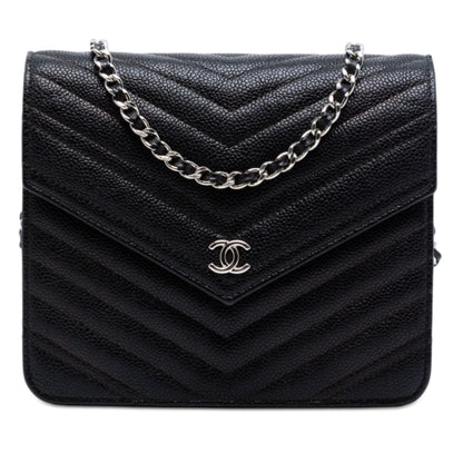 Chanel CC Chevron Caviar Square Wallet On Chain