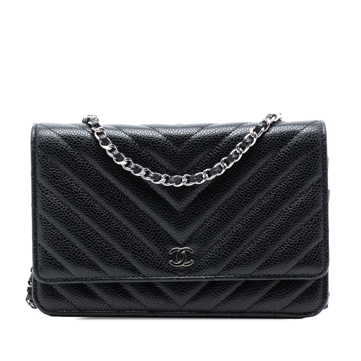 Chanel CC Chevron Caviar Wallet On Chain
