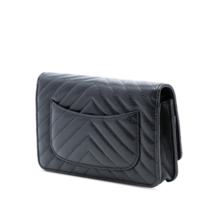 Chanel CC Chevron Caviar Wallet On Chain
