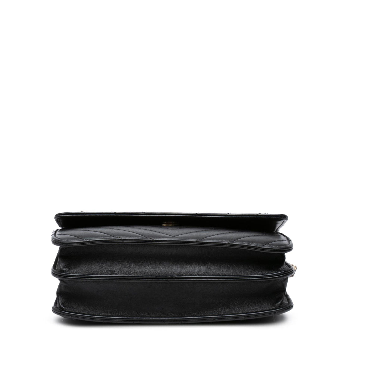 Chanel CC Chevron Lambskin Square Wallet On Chain