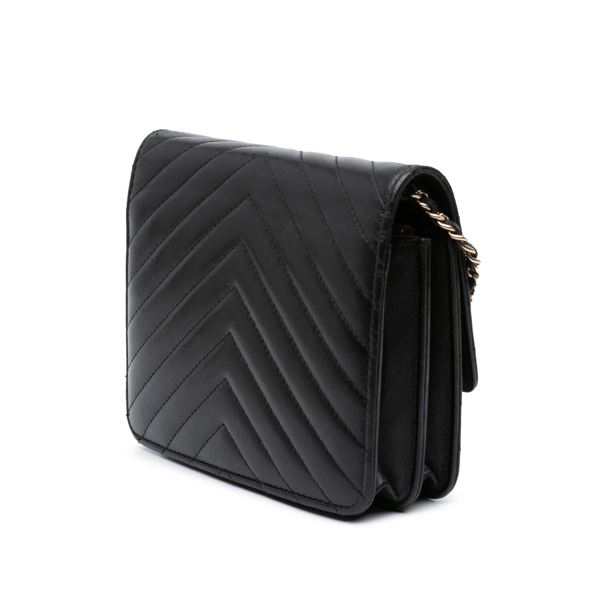 Chanel CC Chevron Lambskin Square Wallet On Chain