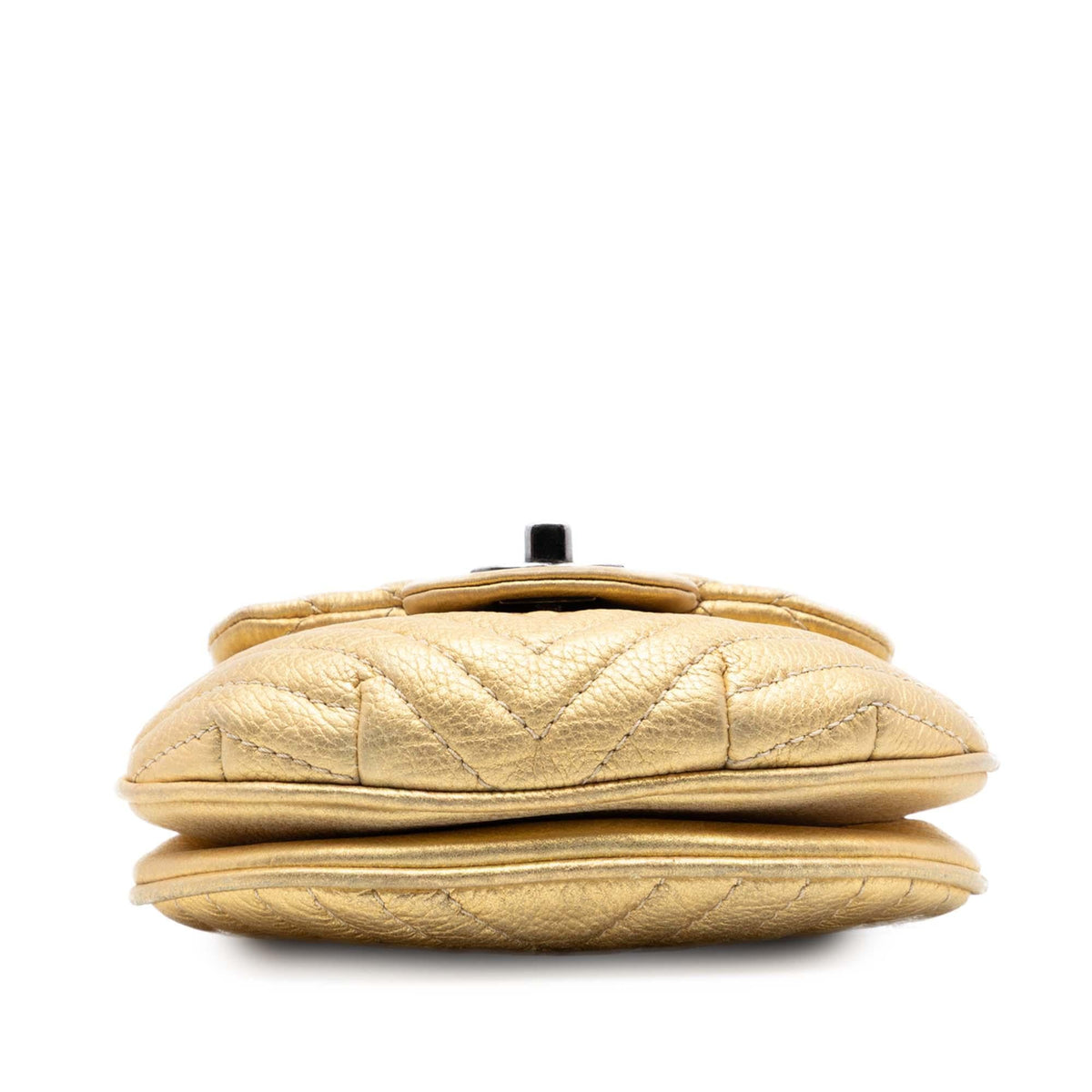 Chanel CC Chevron Metallic Aged Calfskin Bubble Flap