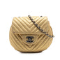 Chanel CC Chevron Metallic Aged Calfskin Bubble Flap