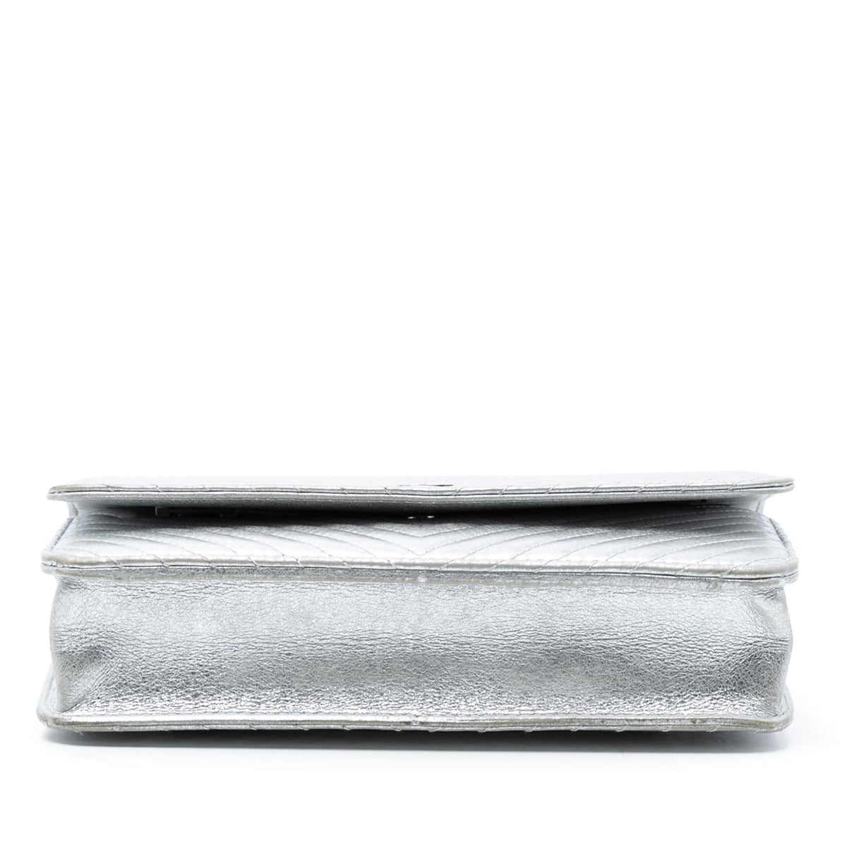 Chanel CC Chevron Metallic Lambskin Wallet On Chain