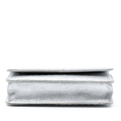 Chanel CC Chevron Metallic Lambskin Wallet On Chain