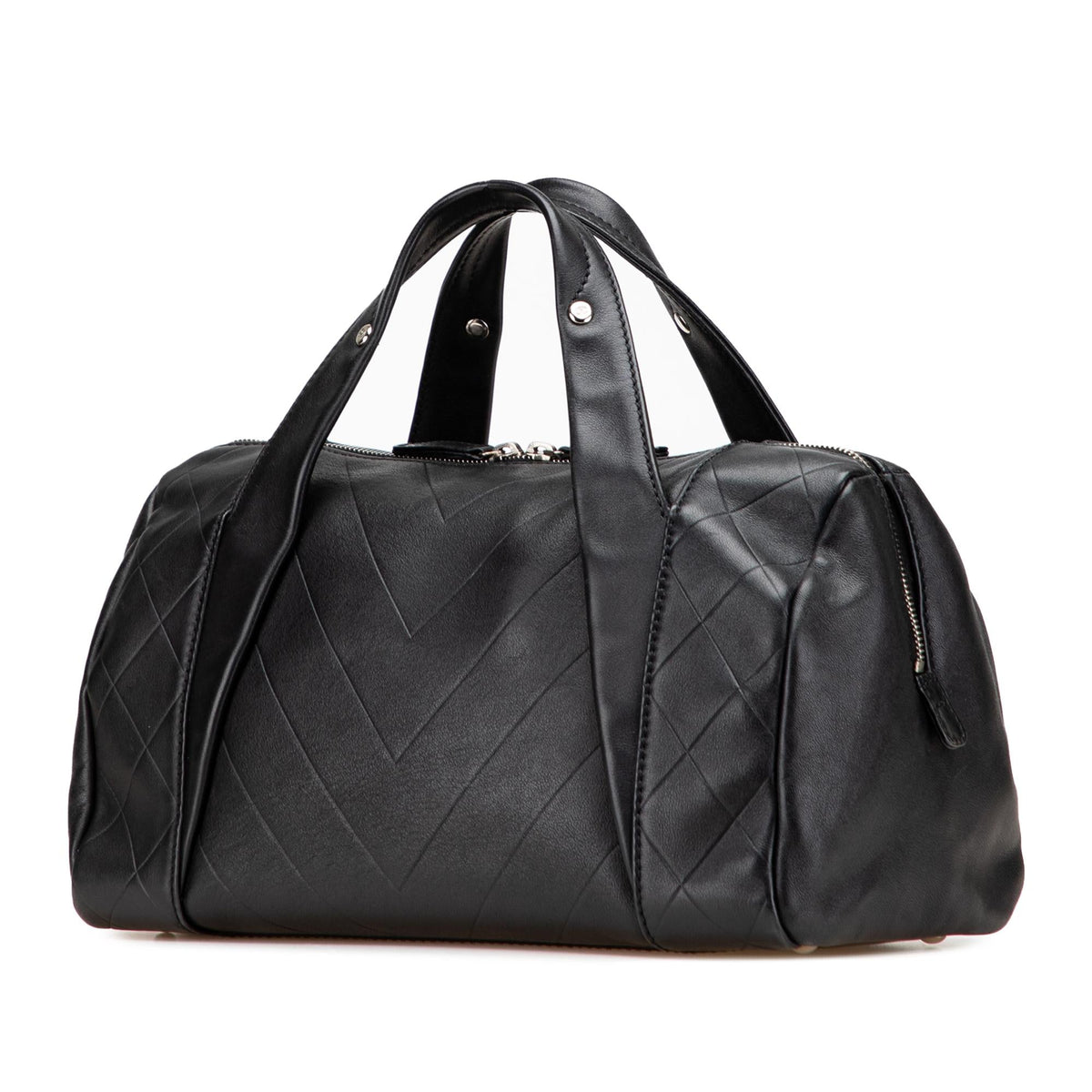 Chanel CC Chevron Quilted Lambskin Boston