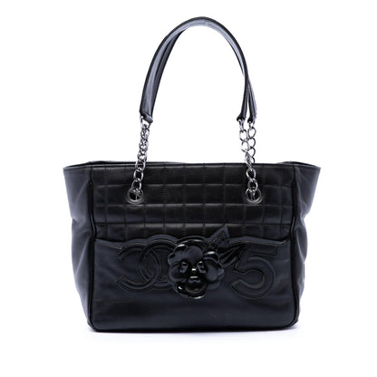 Chanel CC Choco Bar Lambskin Camellia No 5 Tote