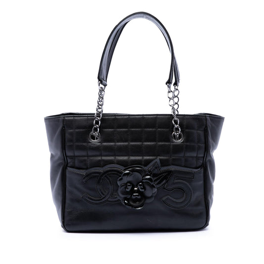 Chanel CC Choco Bar Lambskin Camellia No 5 Tote