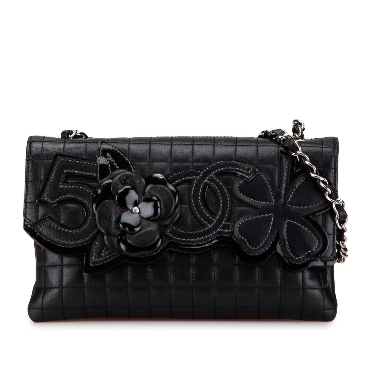 Chanel CC Chocolate Bar Lambskin No 5 Camellia Shoulder Bag