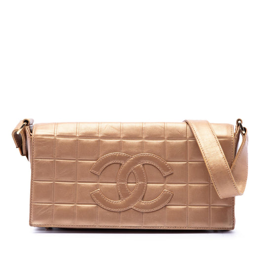 Chanel CC Chocolate Bar Metallic Lambskin Shoulder Bag