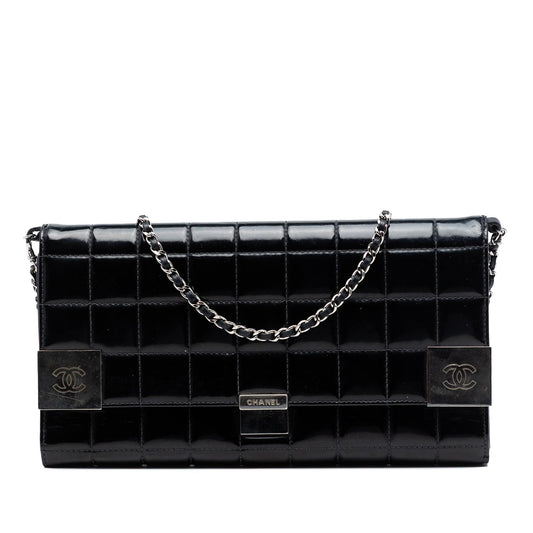 Chanel CC Chocolate Bar Patent Clutch on Chain