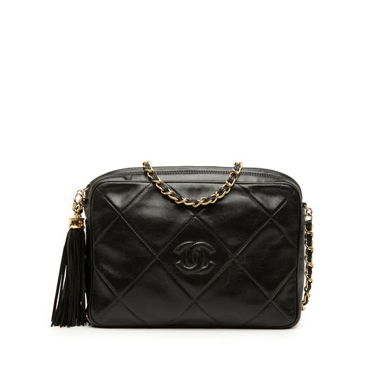 Chanel CC Diamond Quilted Lambskin Tassel Camera Bag
