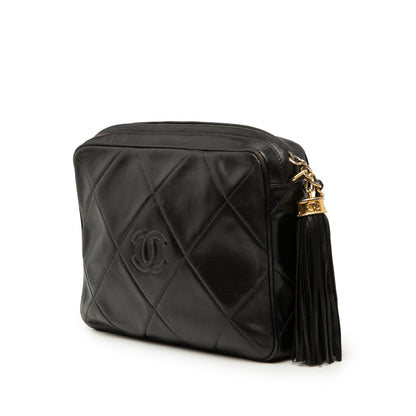 Chanel CC Diamond Quilted Lambskin Tassel Camera Bag