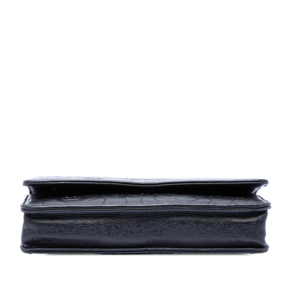 Chanel CC Embossed Lambskin Camellia Wallet On Chain