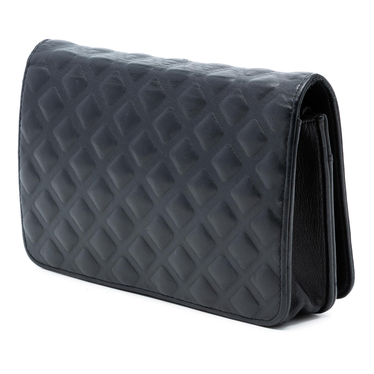 Chanel CC Embossed Lambskin Diamond Wallet On Chain