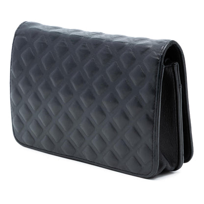 Chanel CC Embossed Lambskin Diamond Wallet On Chain