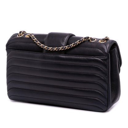 Chanel CC Horizontal Quilted Lambskin Double Flap