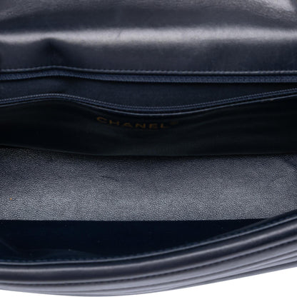 Chanel CC Horizontal Quilted Lambskin Double Flap