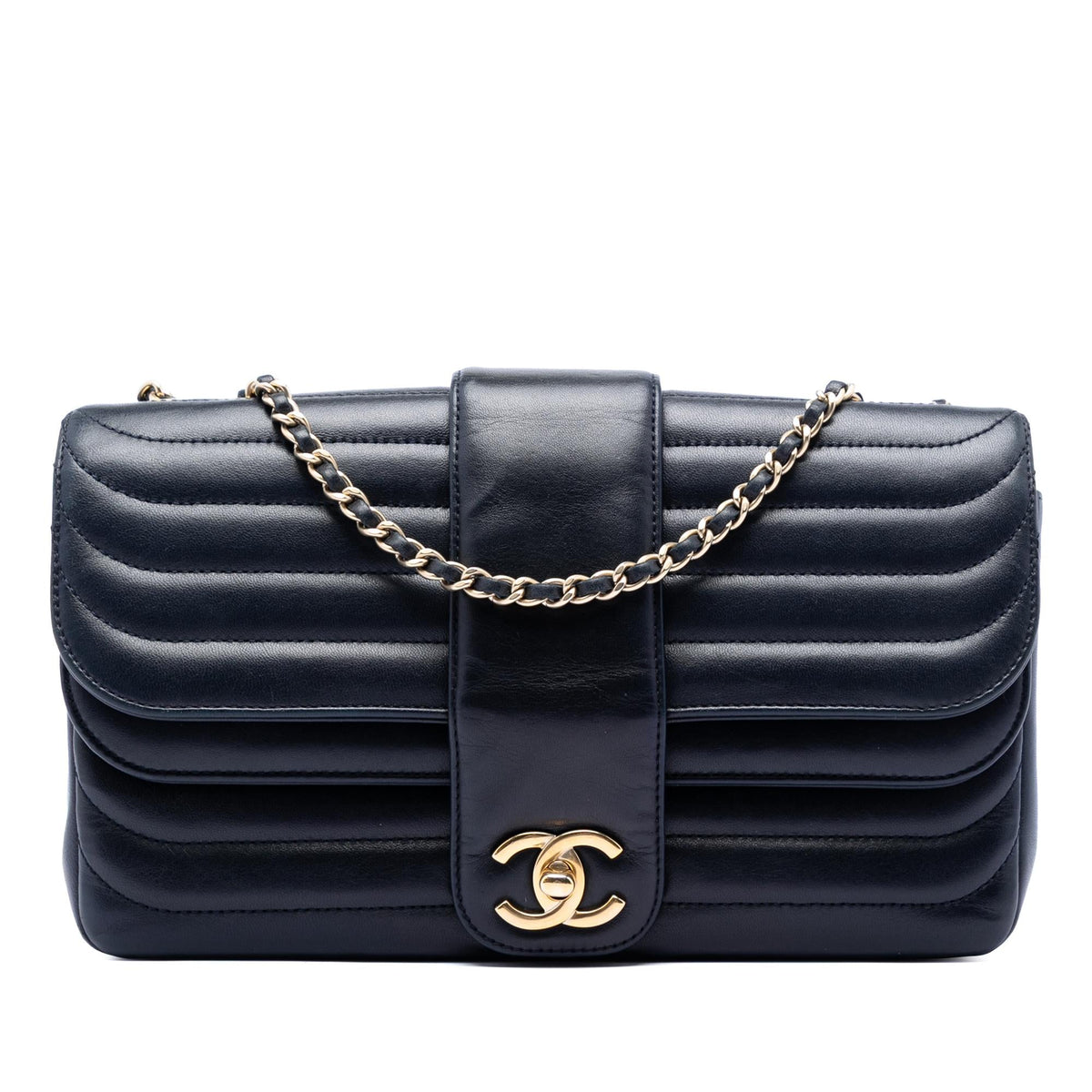Chanel CC Horizontal Quilted Lambskin Double Flap