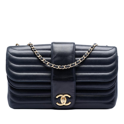 Chanel CC Horizontal Quilted Lambskin Double Flap