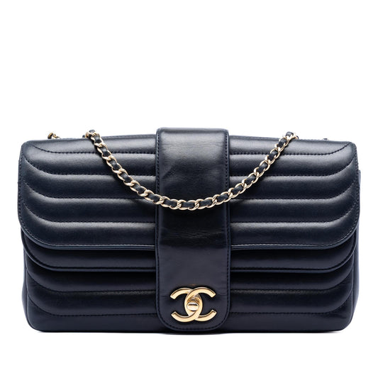 Chanel CC Horizontal Quilted Lambskin Double Flap